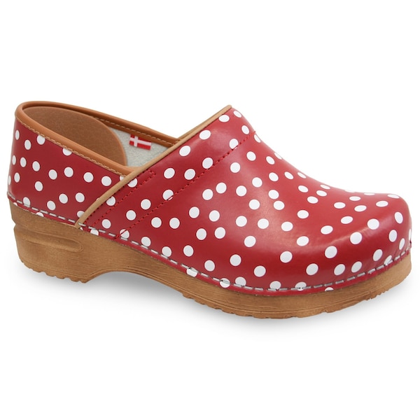 Sanita Women's Closed Back Clog, Polyurethane-coated Leather Upper, Polyurethane Outsole, Red, Size 7.5-8 476676-004-39 - main